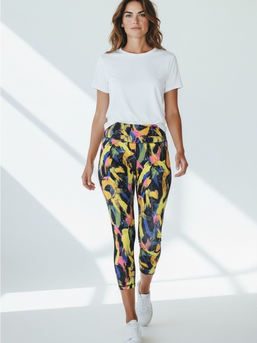 Lululemon High-Waist Capri Leggings in Multicolor Brushstroke Print size 12